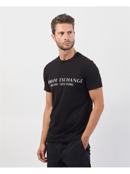 T-shirt nera Armani Exchange girocollo con logo ARMANI EXCHANGE | 8NZT72-Z8H4Z1200